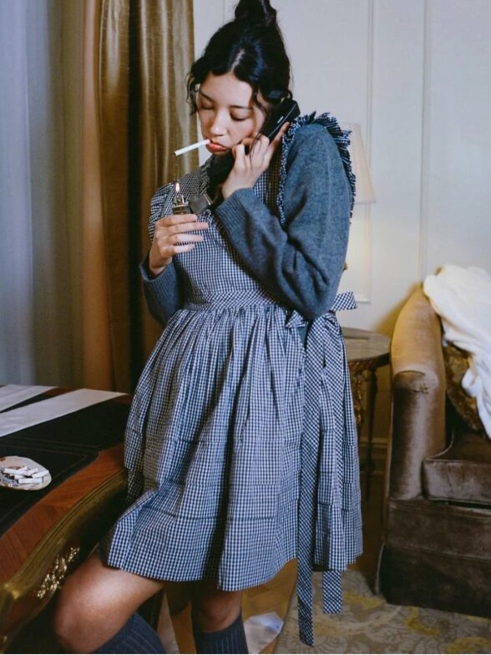 Sandy Liang Loaf Gingham Dress